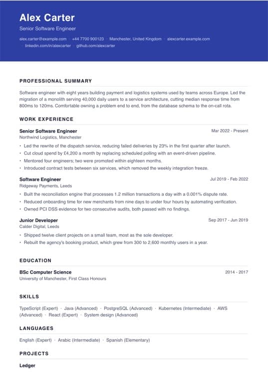 Banner CV template