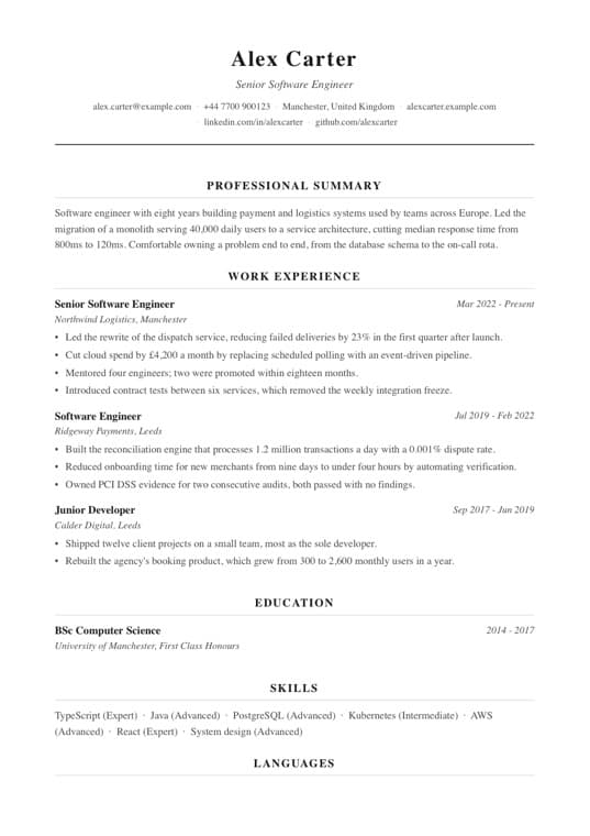 Classic CV template