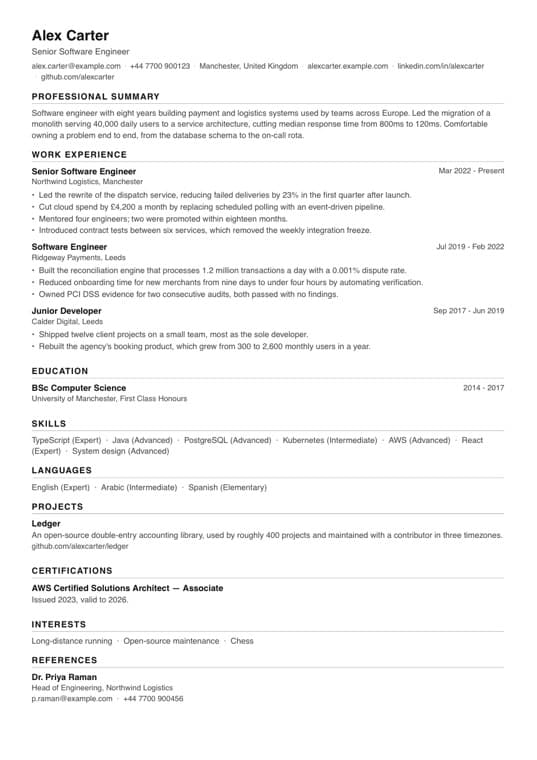 Compact CV template